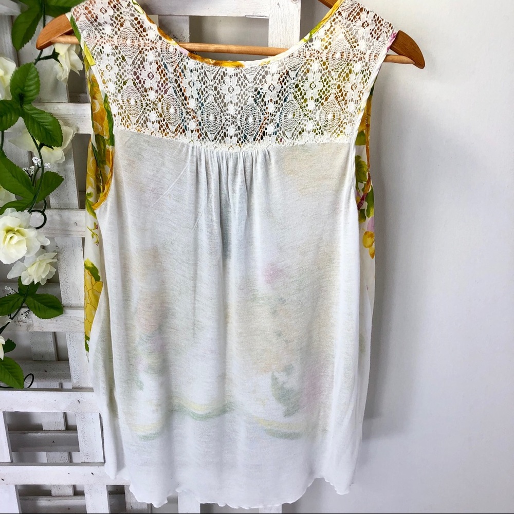 🔥Anthro Tiny Silk Blend Top tank Sz XS floral lac - Picture 5 of 8